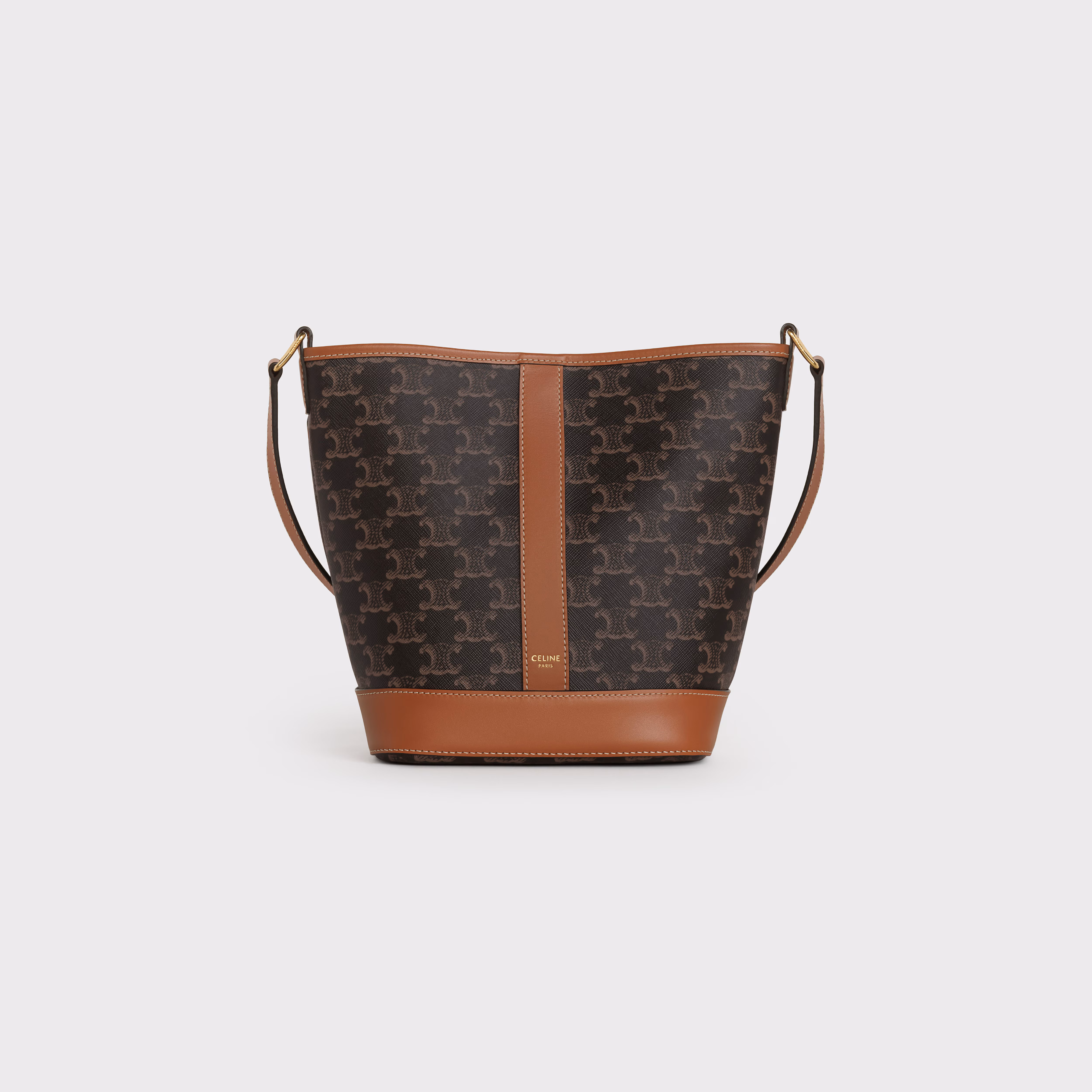 CELINE Small Bucket in Triomphe Canvas and Calfskin