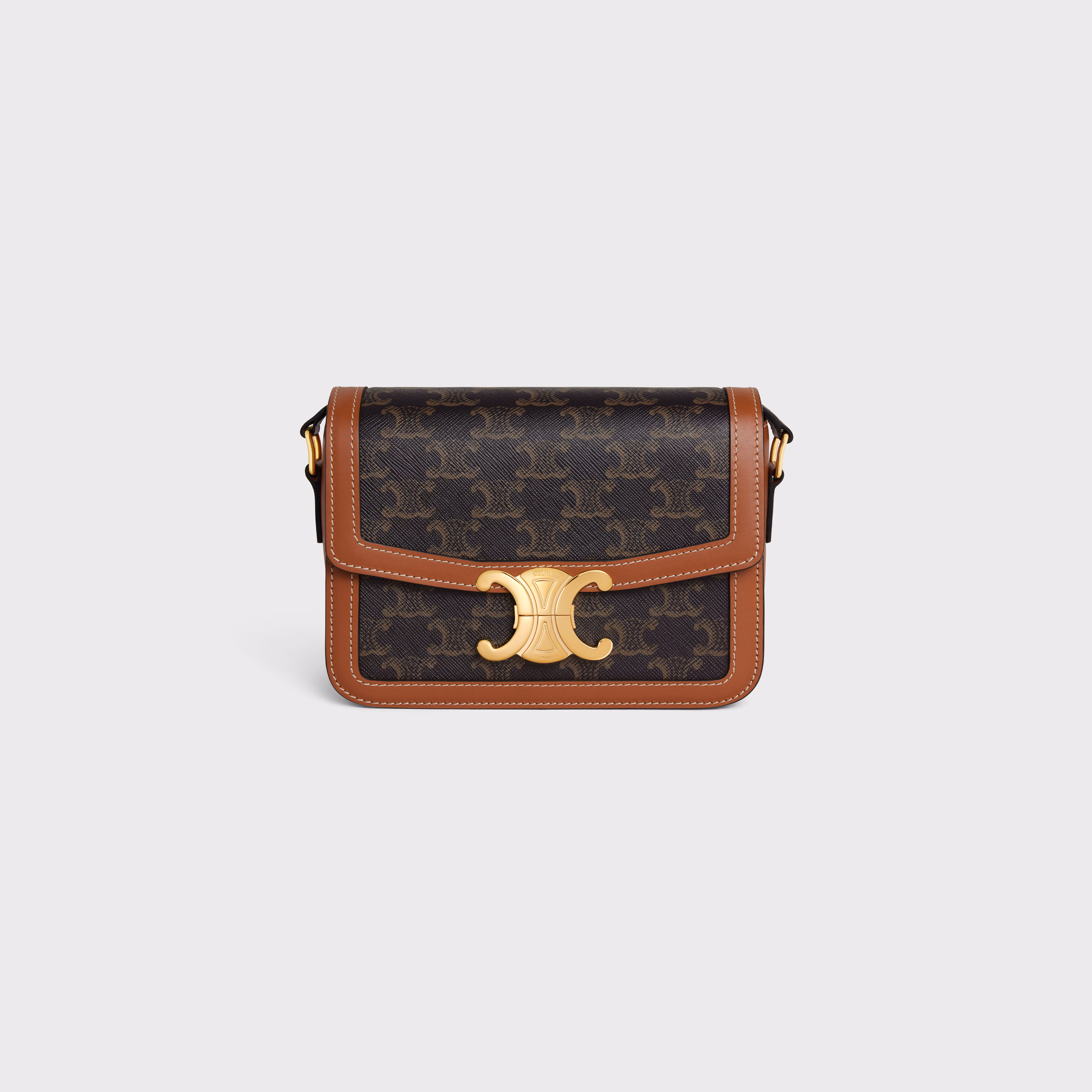 CELINE Teen Triomphe Bag in Triomphe Canvas and Calfskin