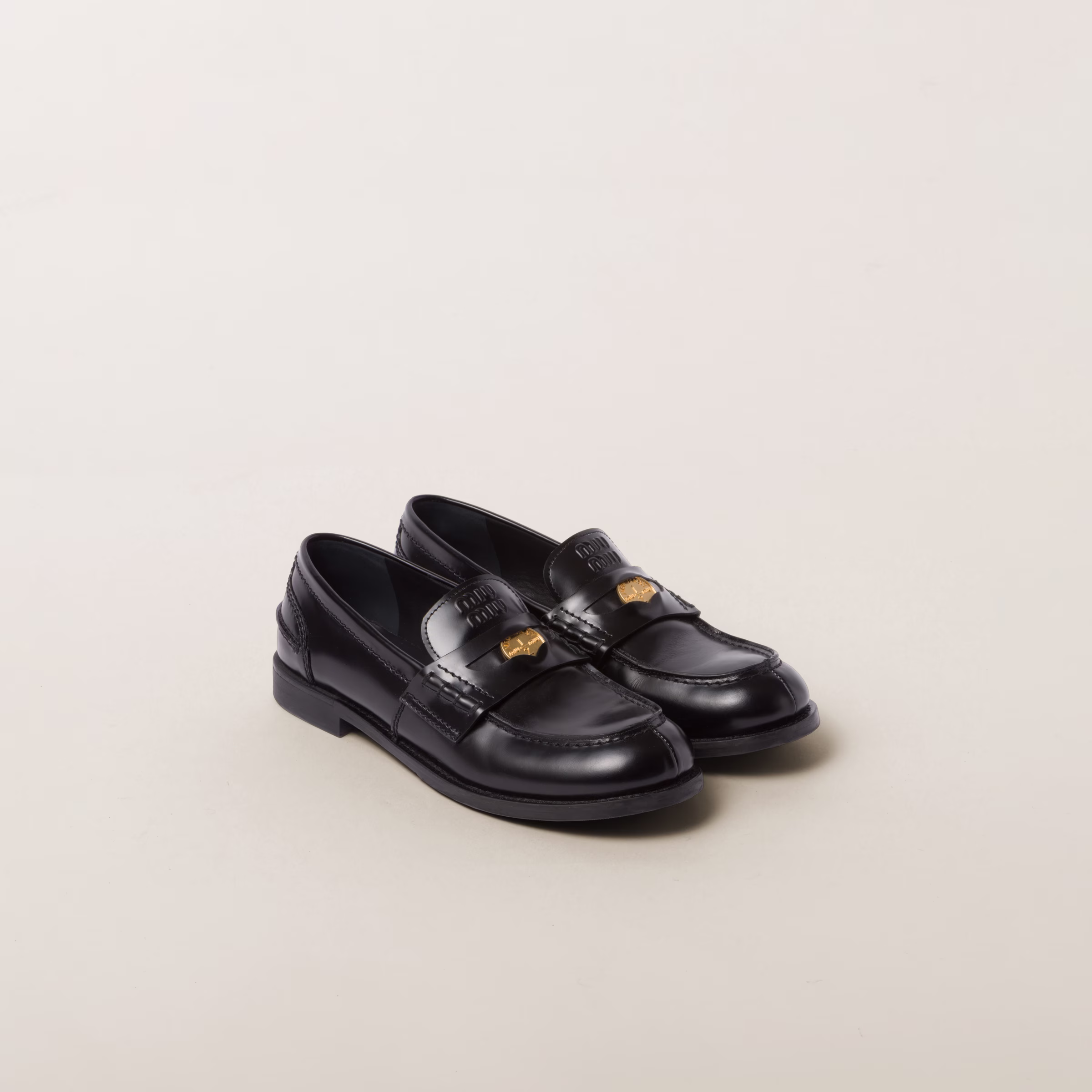 MIU MIU Brushed Leather Penny Loafers