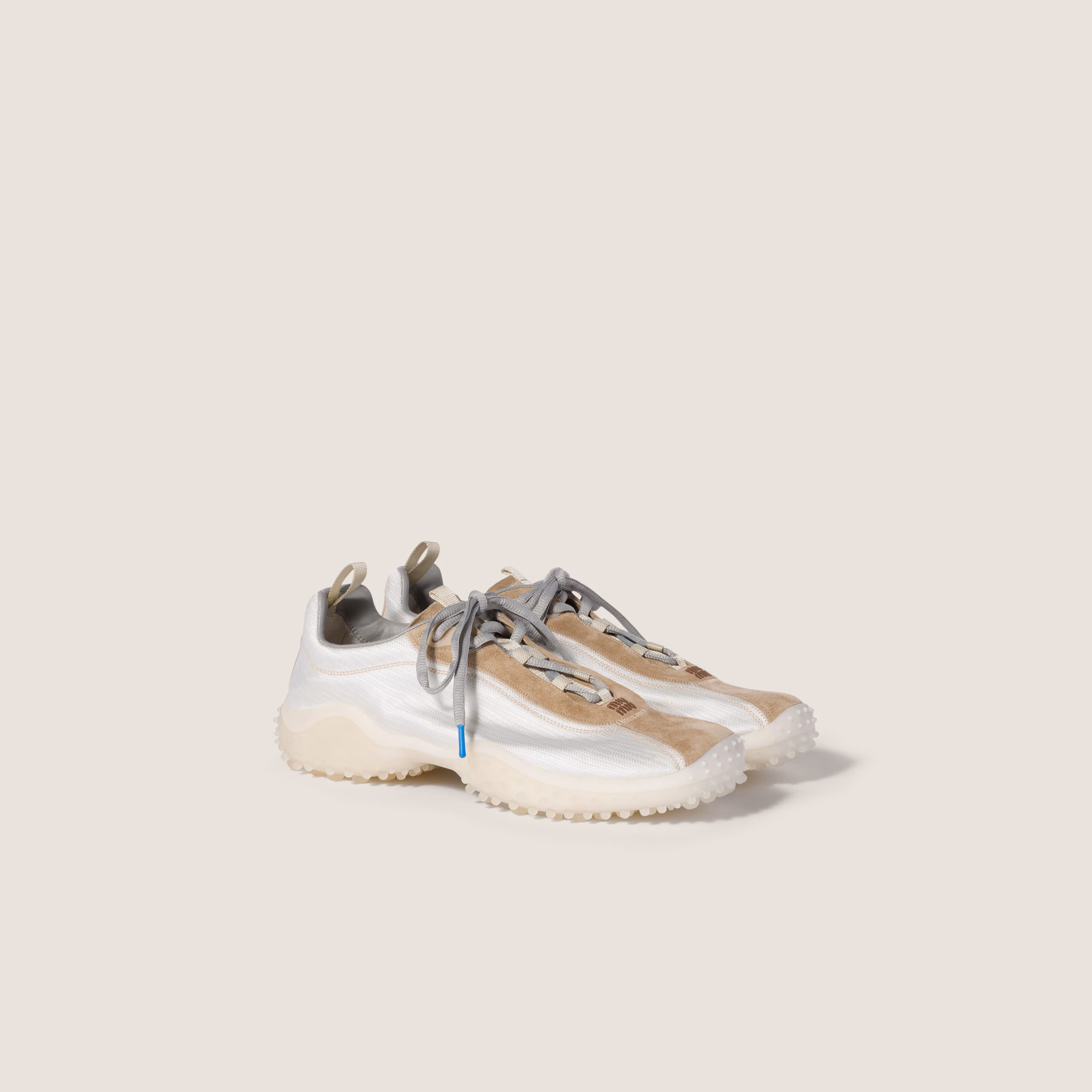 MIU MIU Bubble Technical Fabric and Suede Sneakers