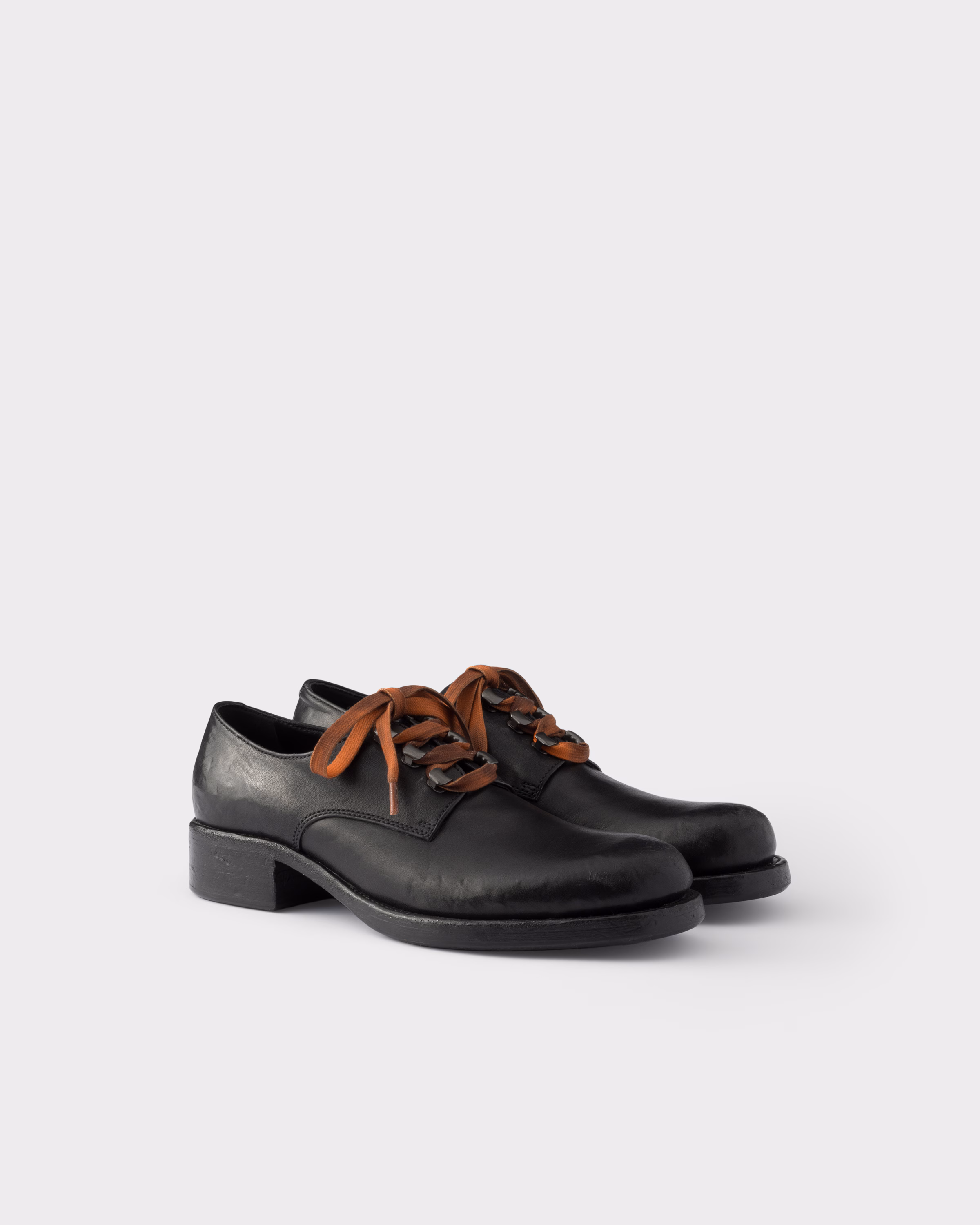 PRADA Antiqued Leather Lace-up Shoes