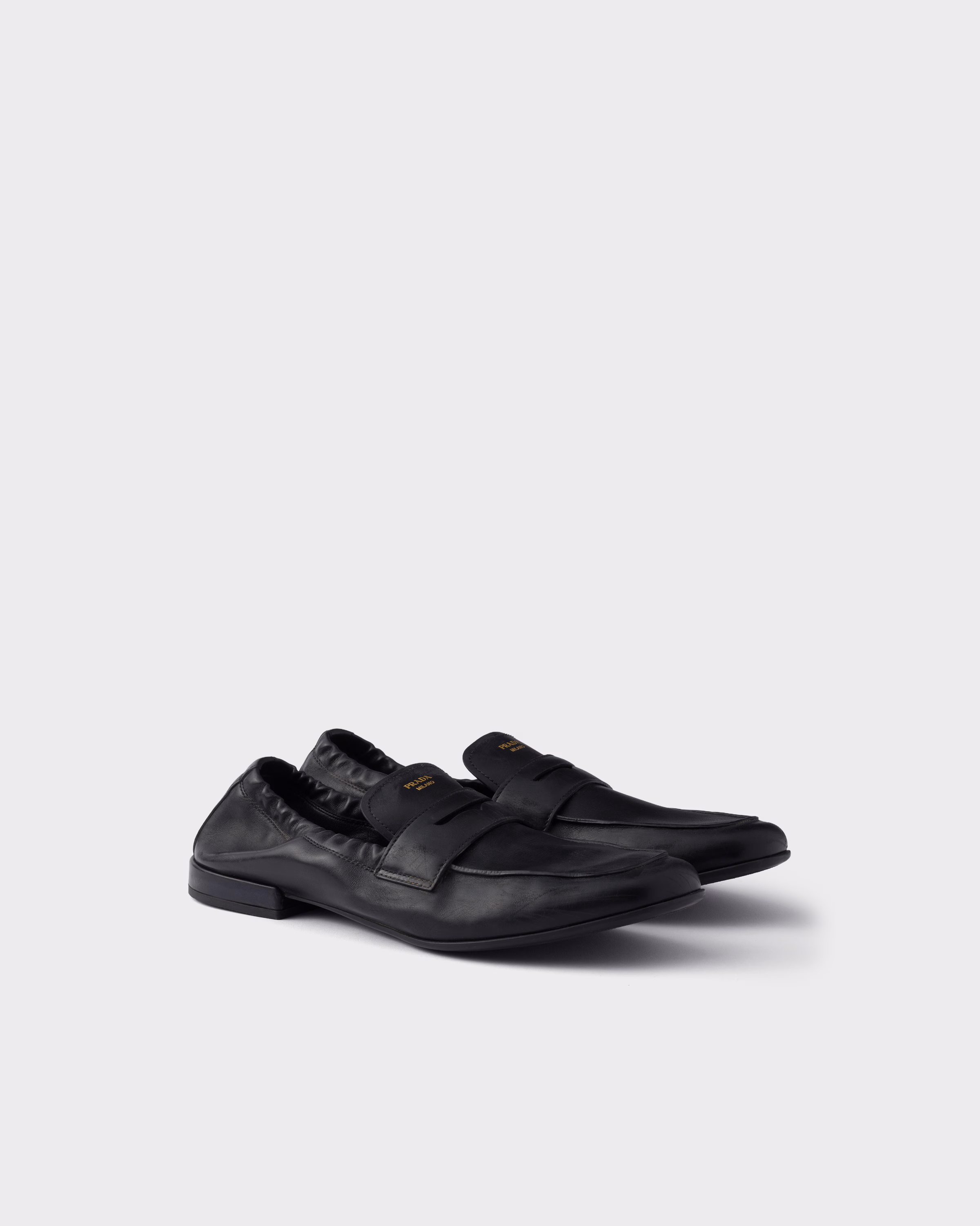 PRADA Shuffle Antiqued Leather Loafers
